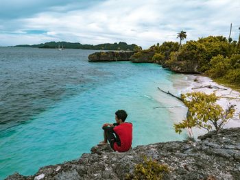 Looking at the view on banos island. misool. raja ampat. indonesia. taken in november 2017