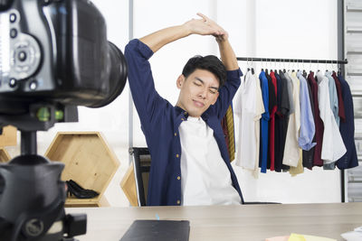 Man working on table