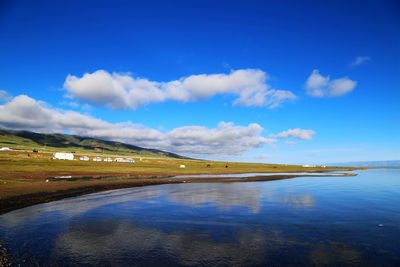 Scenic view of lake against sky