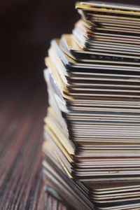 Stack of books on table