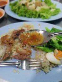 Close-up of food served in plate