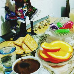 Close-up of dessert on table