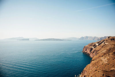 Scenic view of sea against clear sky