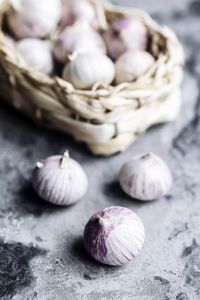 Close-up of garlic on table