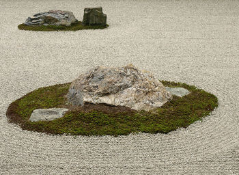 High angle view of rock on beach