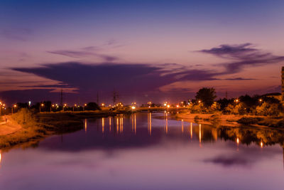 Scenic view of sea against sky at night