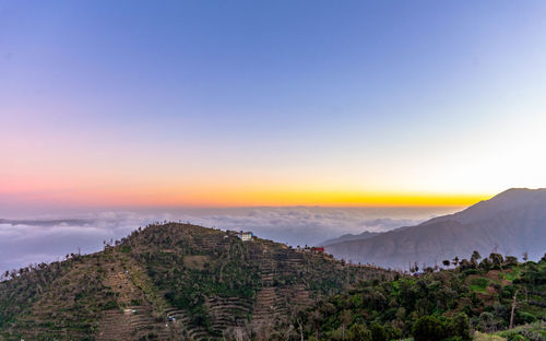 Scenic view of landscape during sunset