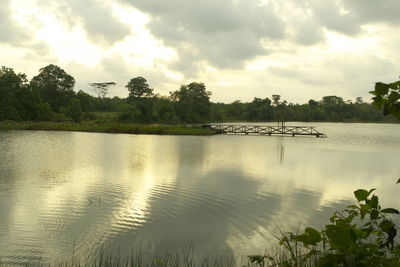 Scenic view of lake against sky