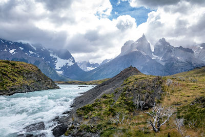 Scenic view of mountains against sky