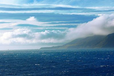 Scenic view of sea against cloudy sky