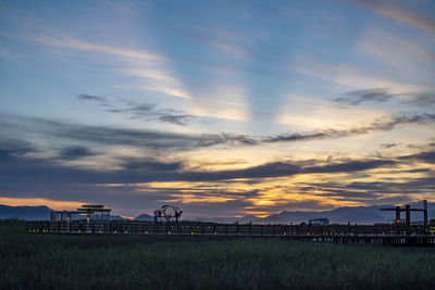 Scenic view of field against sky during sunset