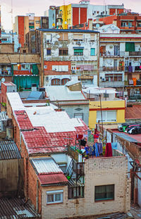 High angle view of residential buildings