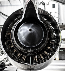 Turbine jet engine rear on an airliner