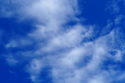 Low angle view of clouds in blue sky