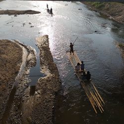 High angle view of people on beach
