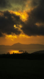 Scenic view of silhouette landscape against sky during sunset