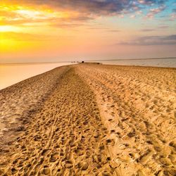 Scenic view of sea at sunset