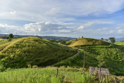 Scenic view of land against sky