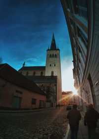 View of city at sunset