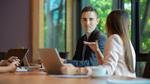 Business people having discussion at office