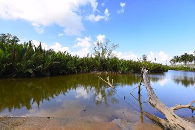 Scenic view of lake against sky