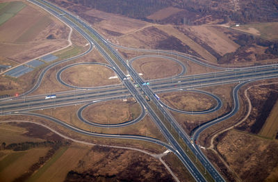 High angle view of highway in city