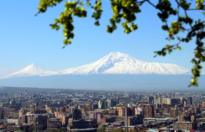 Mount ararat and yerevan city,transcaucasia,armenia.