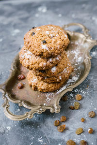 High angle view of cookies on table