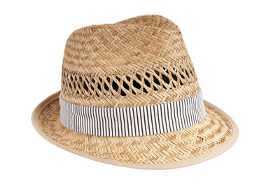 Close-up of hat against white background