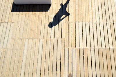 High angle view of wooden floor