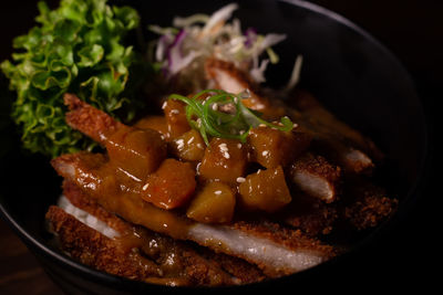 High angle view of meal served in plate