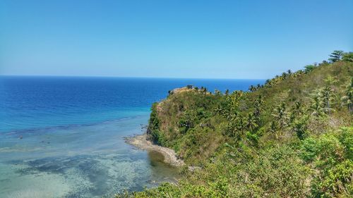 Scenic view of sea against clear sky