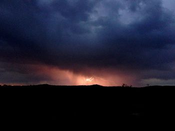 Silhouette landscape against sky during sunset