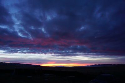 Scenic view of dramatic sky during sunset