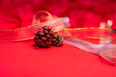 Close-up of strawberries on glass table