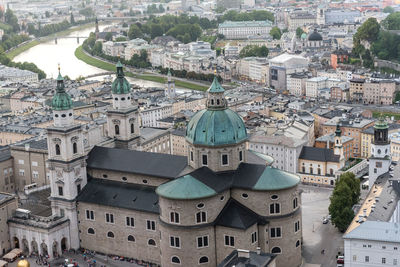 High angle view of town