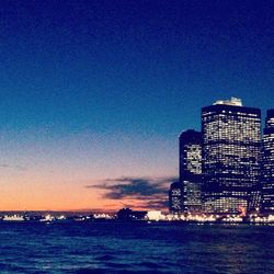 View of cityscape at dusk