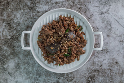 High angle view of breakfast in bowl