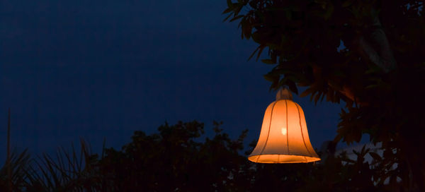 Low angle view of illuminated tree against sky at night