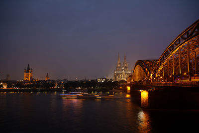 Bridge over river at night