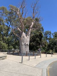 Statue in park against clear blue sky