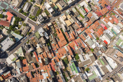 High angle view of buildings in city