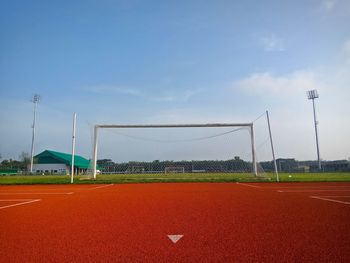 View of soccer field against sky