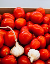 High angle view of tomatoes in market