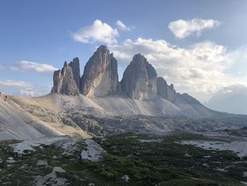 Scenic view of mountains against cloudy sky