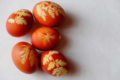 High angle view of oranges on table