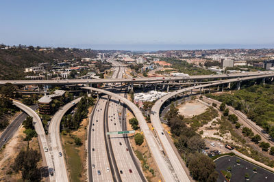 High angle view of elevated road against sky