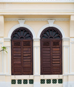 Closed door of building