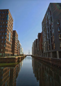 Canal amidst buildings against sky in city