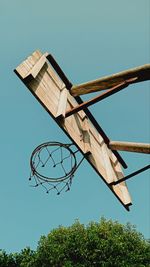 Low angle view of basketball hoop against clear sky